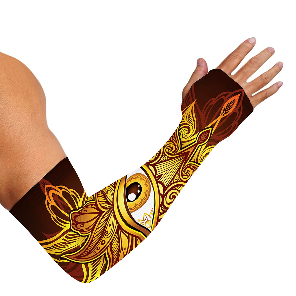 Gold All Seeing Eye Print Sun Protection Arm Sleeves