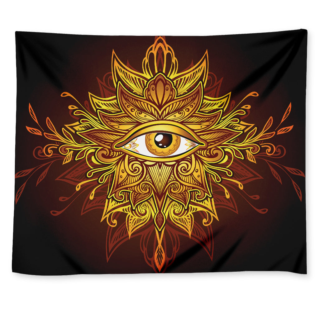 Gold All Seeing Eye Print Tapestry