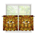 Gold All Seeing Eye Print Tier Curtains