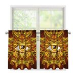 Gold All Seeing Eye Print Tier Curtains