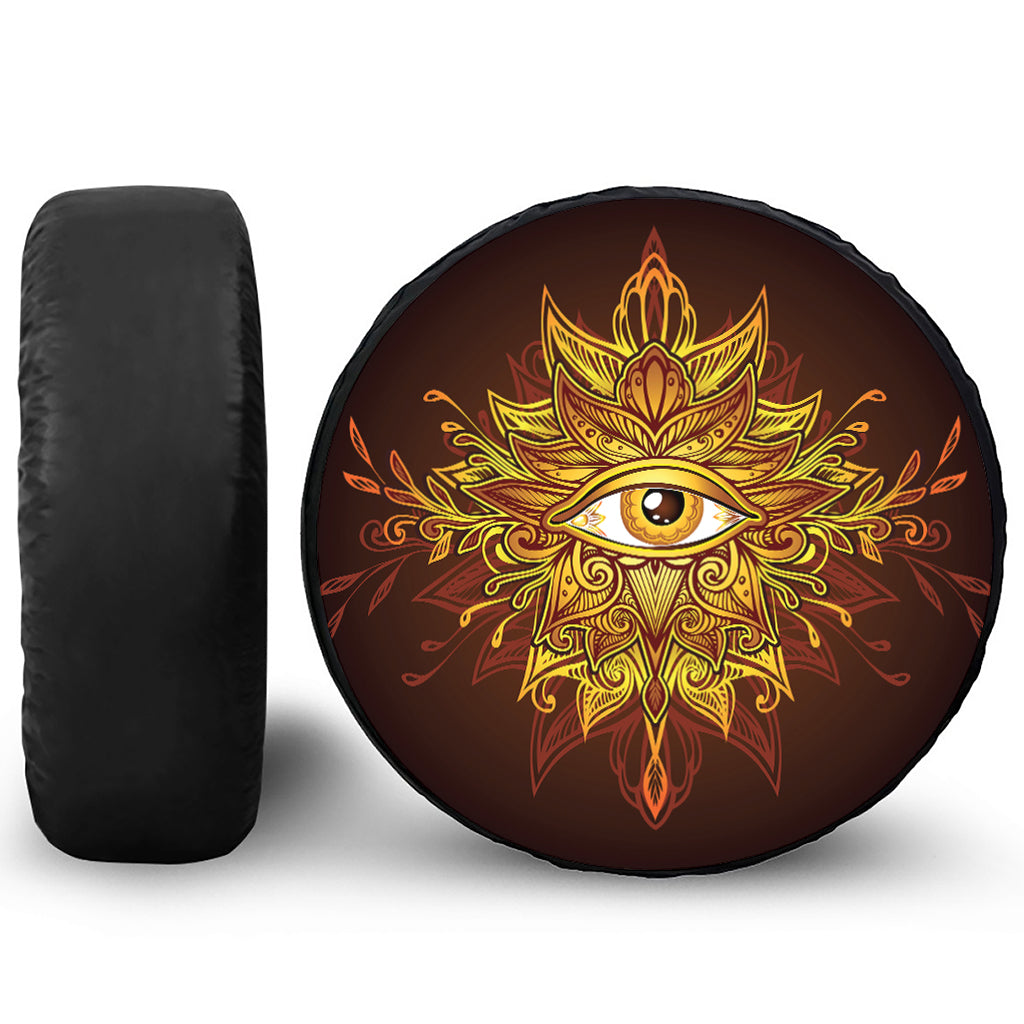 Gold All Seeing Eye Print Tire Cover