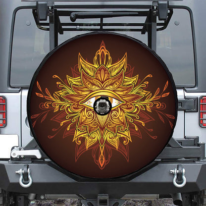 Gold All Seeing Eye Print Tire Cover With Camera Hole