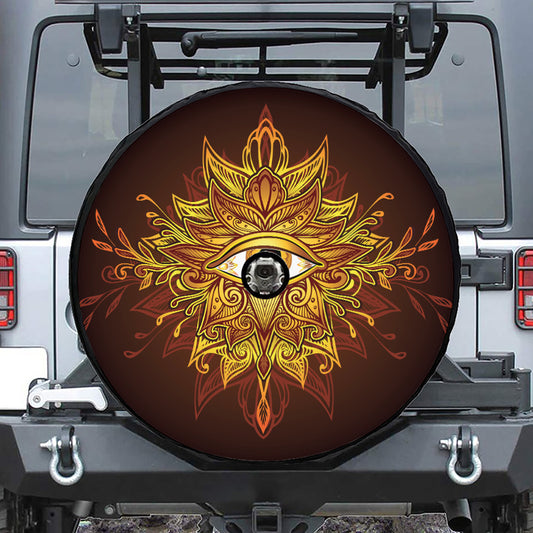 Gold All Seeing Eye Print Tire Cover With Camera Hole