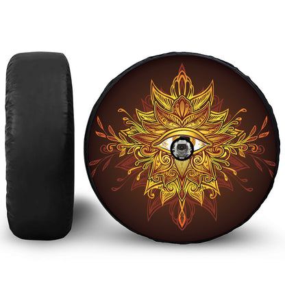 Gold All Seeing Eye Print Tire Cover With Camera Hole