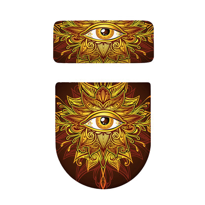 Gold All Seeing Eye Print Toilet Lid And Tank Cover Set