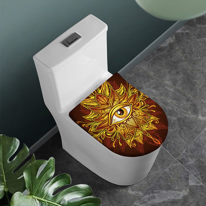 Gold All Seeing Eye Print Toilet Lid Cover