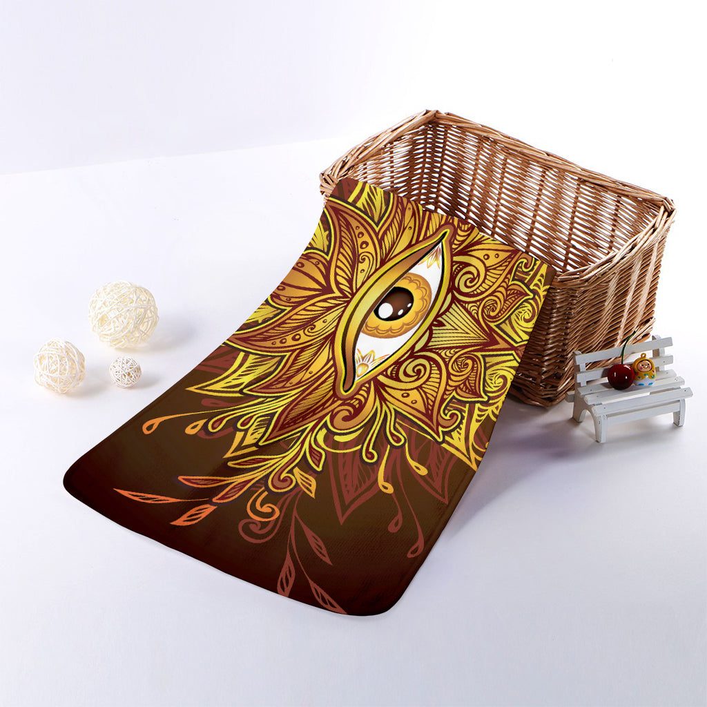 Gold All Seeing Eye Print Towel