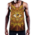 Gold All Seeing Eye Print Men's Workout Tank Top