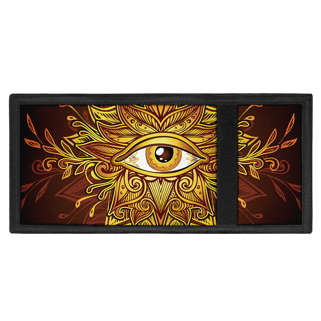 Gold All Seeing Eye Print Trifold Wallet
