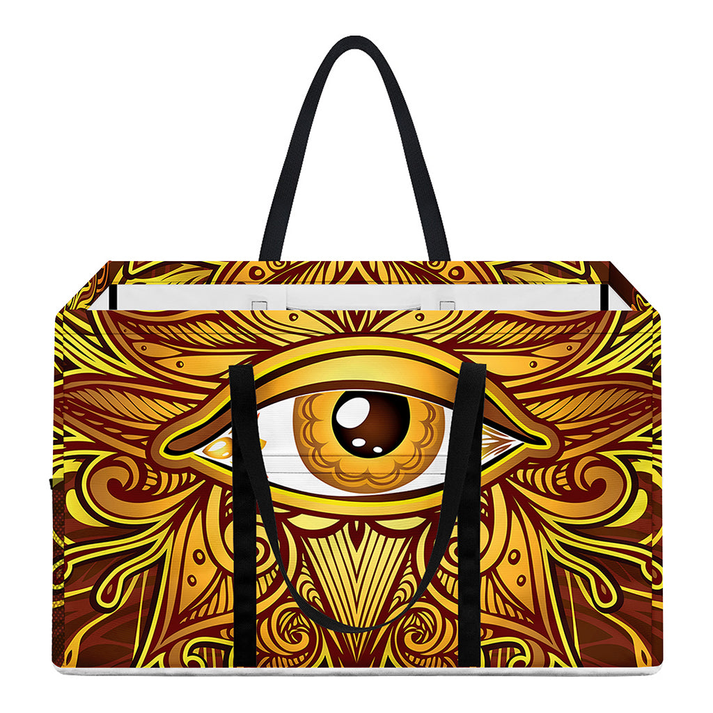 Gold All Seeing Eye Print Utility Tote Bag