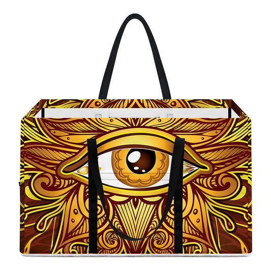 Gold All Seeing Eye Print Utility Tote Bag