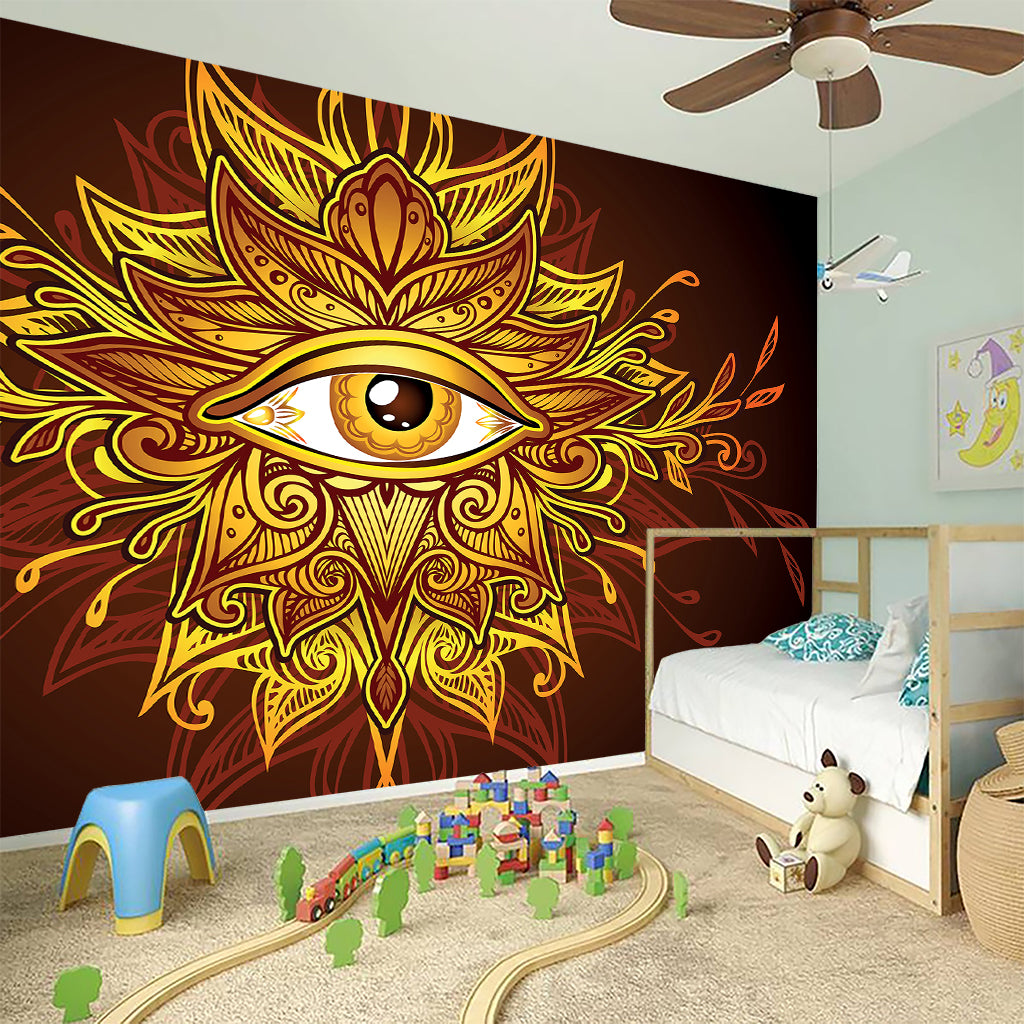 Gold All Seeing Eye Print Wall Sticker