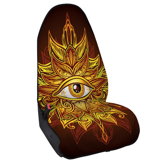 Gold All Seeing Eye Print Waterproof Car Seat Cover