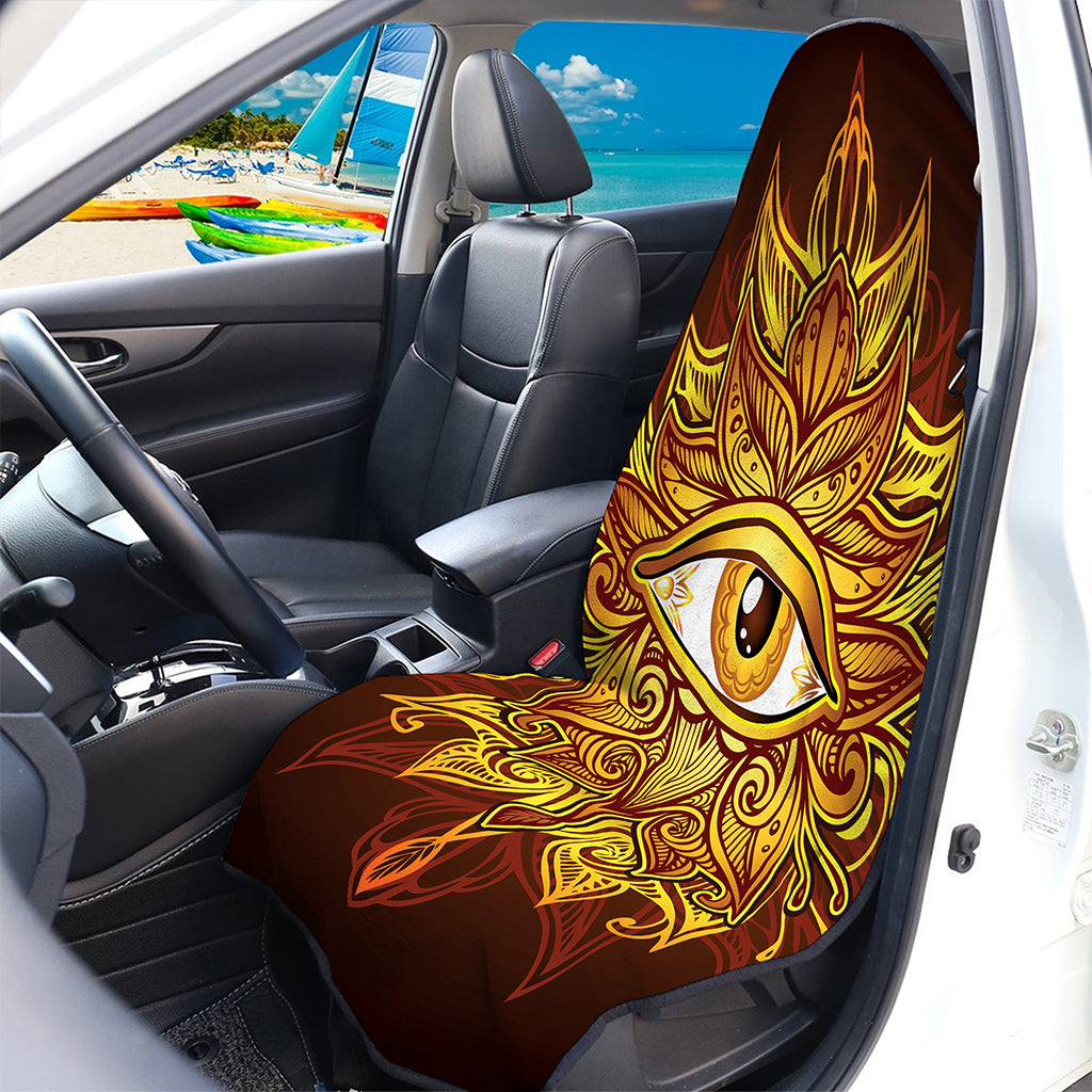 Gold All Seeing Eye Print Waterproof Car Seat Cover