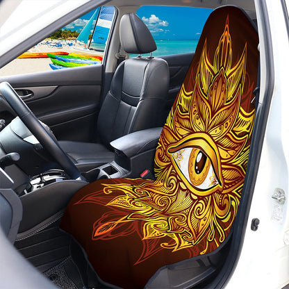 Gold All Seeing Eye Print Waterproof Car Seat Cover