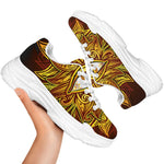 Gold All Seeing Eye Print White Chunky Shoes