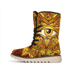 Gold All Seeing Eye Print Winter Boots