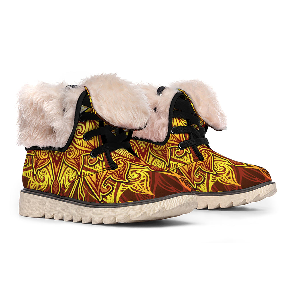 Gold All Seeing Eye Print Winter Boots