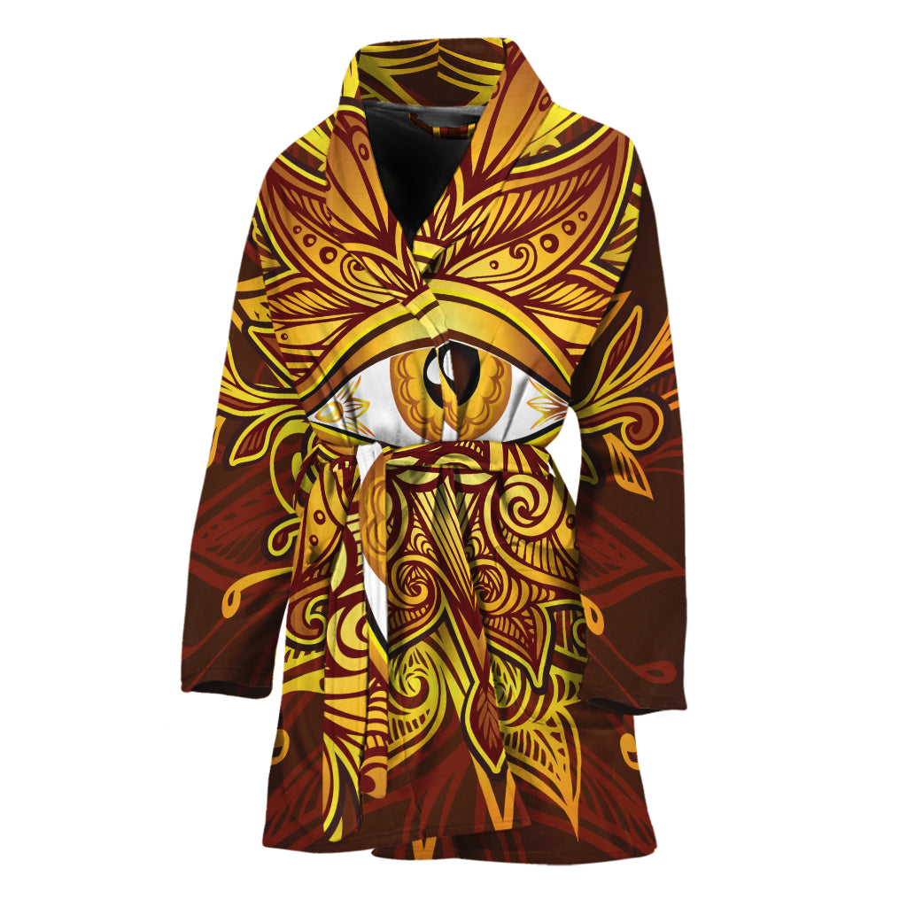 Gold All Seeing Eye Print Women's Bathrobe