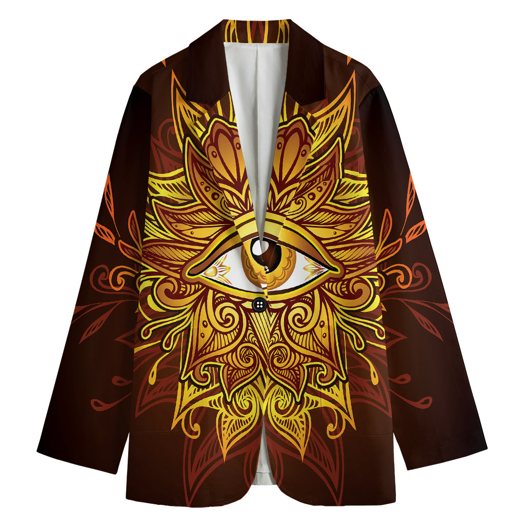 Gold All Seeing Eye Print Women's Blazer