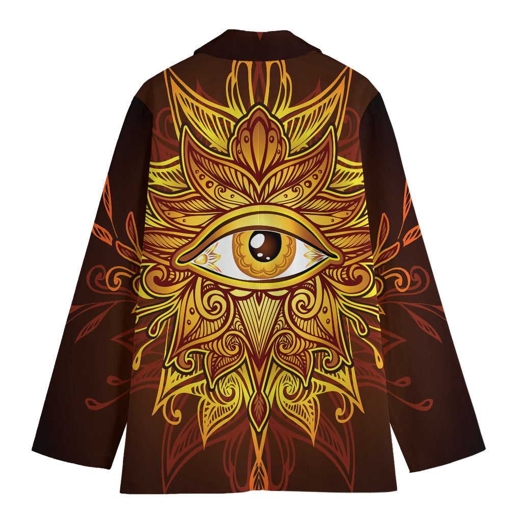 Gold All Seeing Eye Print Women's Blazer