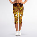 Gold All Seeing Eye Print Women's Capri Leggings