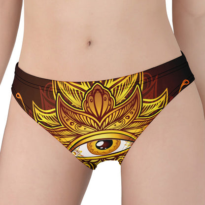 Gold All Seeing Eye Print Women's Panties