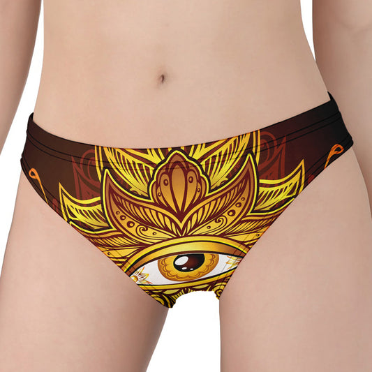 Gold All Seeing Eye Print Women's Panties