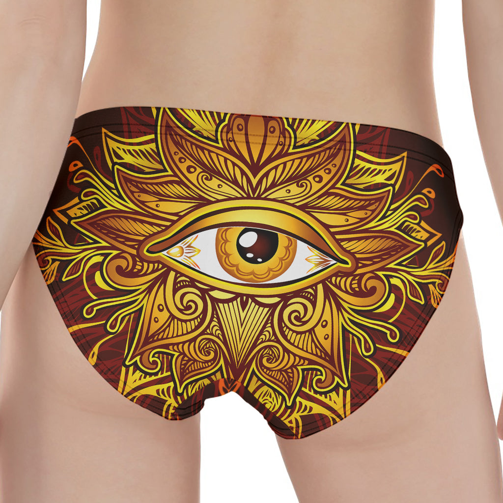 Gold All Seeing Eye Print Women's Panties