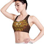 Gold All Seeing Eye Print Women's Sports Bra