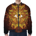 Gold All Seeing Eye Print Zip Sleeve Bomber Jacket