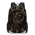 Gold And Black Aquarius Sign Print 17 Inch Backpack