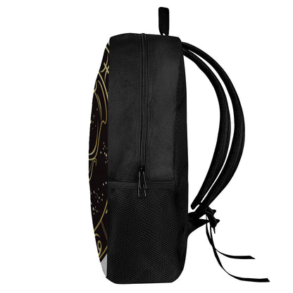 Gold And Black Aquarius Sign Print 17 Inch Backpack