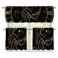Gold And Black Aquarius Sign Print 3 Piece Kitchen Curtains