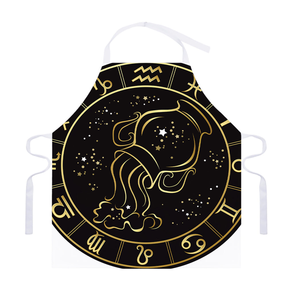Gold And Black Aquarius Sign Print Adjustable Apron