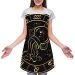 Gold And Black Aquarius Sign Print Adjustable Apron