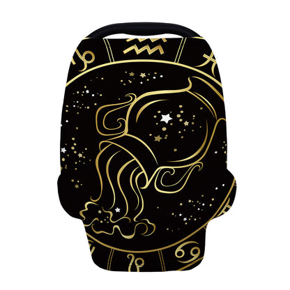 Gold And Black Aquarius Sign Print Baby Seat Cover