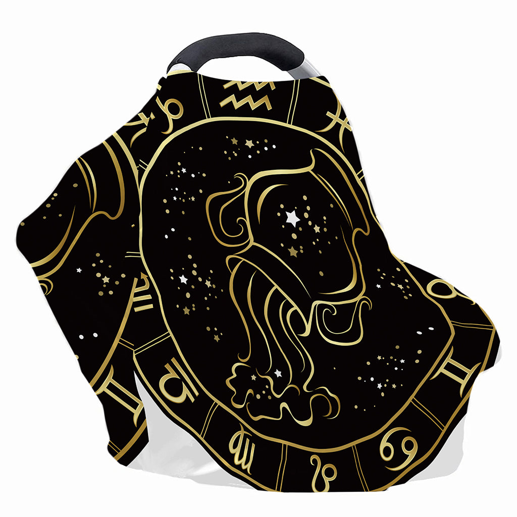 Gold And Black Aquarius Sign Print Baby Seat Cover