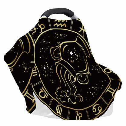 Gold And Black Aquarius Sign Print Baby Seat Cover