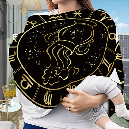 Gold And Black Aquarius Sign Print Baby Seat Cover