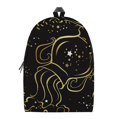 Gold And Black Aquarius Sign Print Backpack