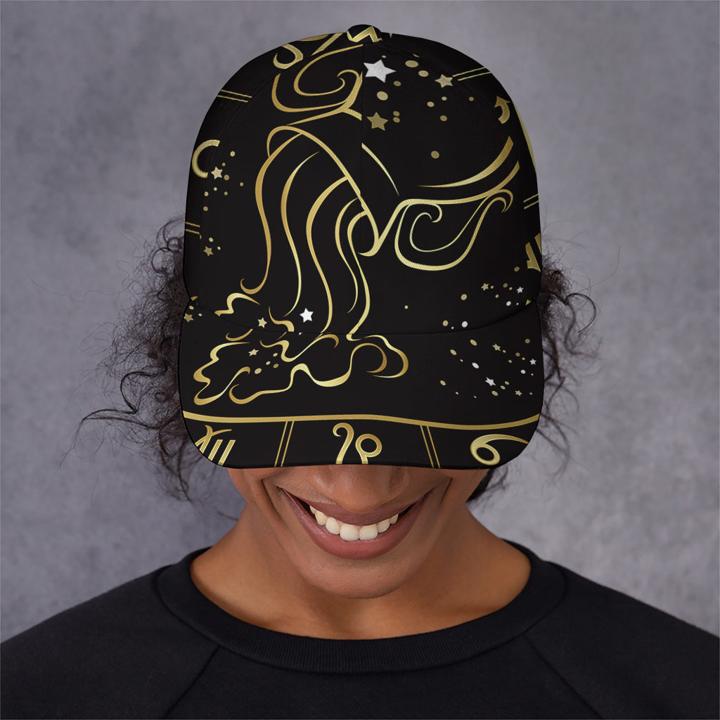 Gold And Black Aquarius Sign Print Baseball Cap