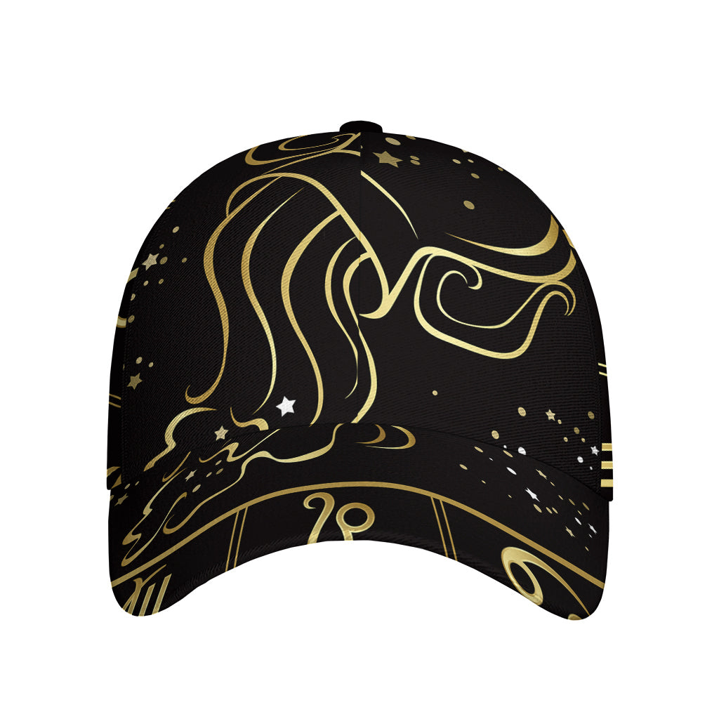 Gold And Black Aquarius Sign Print Baseball Cap