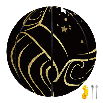 Gold And Black Aquarius Sign Print Basketball