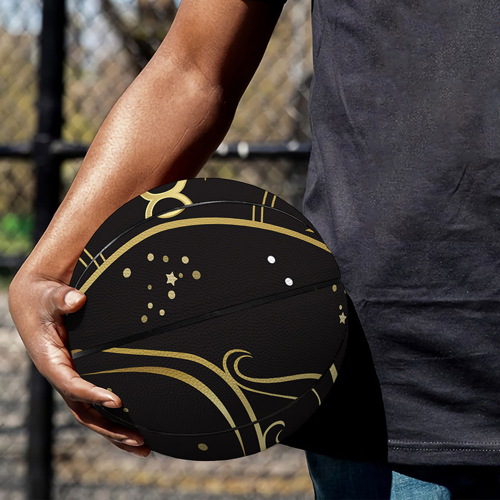 Gold And Black Aquarius Sign Print Basketball