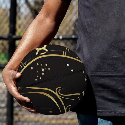 Gold And Black Aquarius Sign Print Basketball