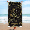 Gold And Black Aquarius Sign Print Beach Towel