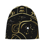 Gold And Black Aquarius Sign Print Beanie