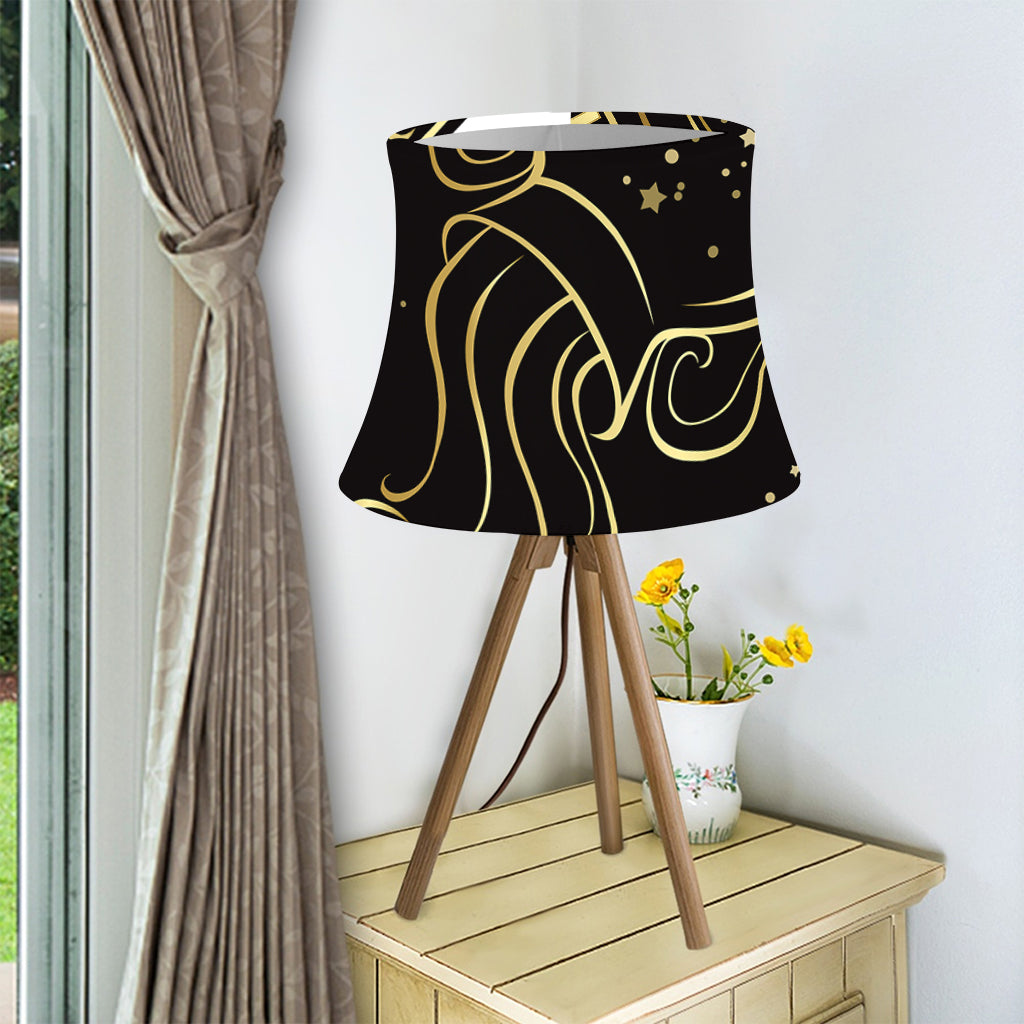 Gold And Black Aquarius Sign Print Bell Lamp Shade