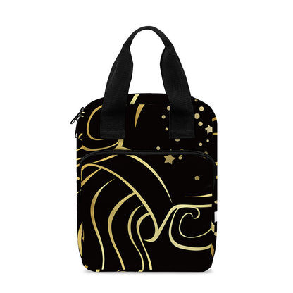 Gold And Black Aquarius Sign Print Bible Tote Bag